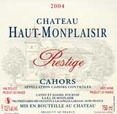 Wijn etiket - Prestige - Château Haut Monplaisir (Cahors)