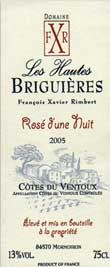 Wijn etiket - Rosé d'une Nuit - Domaine Les Hautes Briguières (Rhône)
