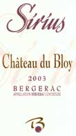 Wijn etiket - Bergerac Rouge 'Sirius' - Château du Bloy (Bergerac)